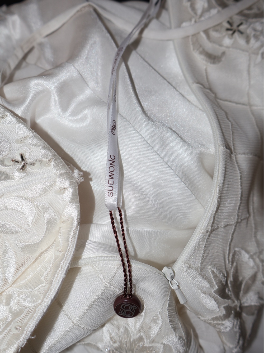 sue wong ivory beaded corset evening gown vintage y2k dress size 2 - Picture 16 of 17